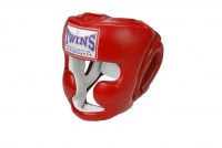 Шлем боксерский TWINS (кожа) (красный) размер L HGL-6